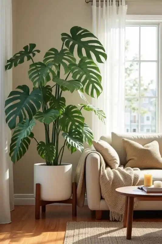 house plant interior design with one plant adding balance and warmth to the space