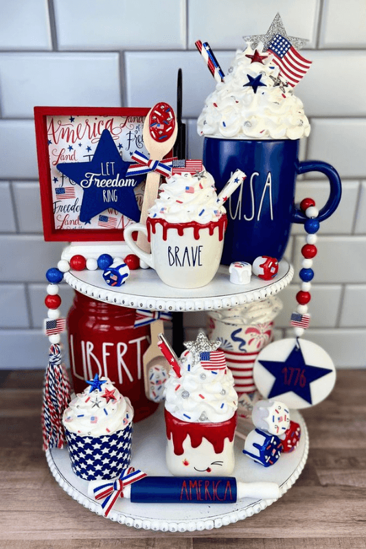 16 Creative 4th of July Tiered Tray Decor Ideas for a Festive Patriotic Display