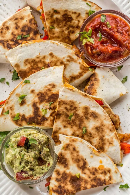 Chicken fajita quesadillas for 4th of July party food