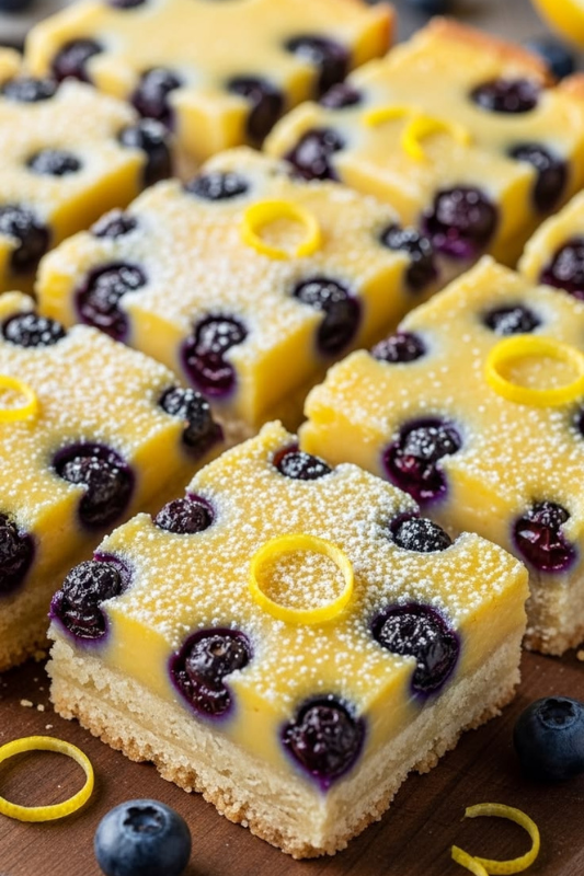 Lemon blueberry bars for 4th of July dessert table
